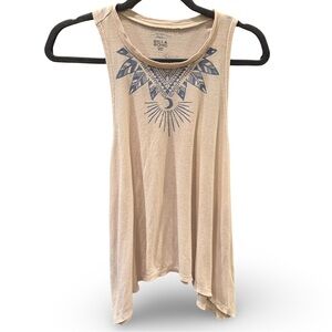 Billabong Dusty Pink Tank Top with Blue Geometric Pattern